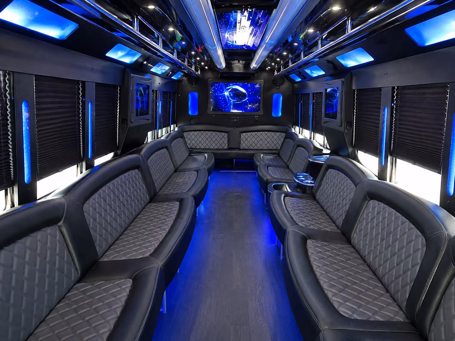 Hampton Private Event Transportation party bus exterior