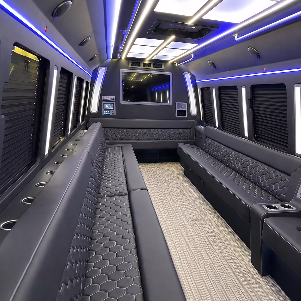 Hampton Private Event Transportation party bus exterior