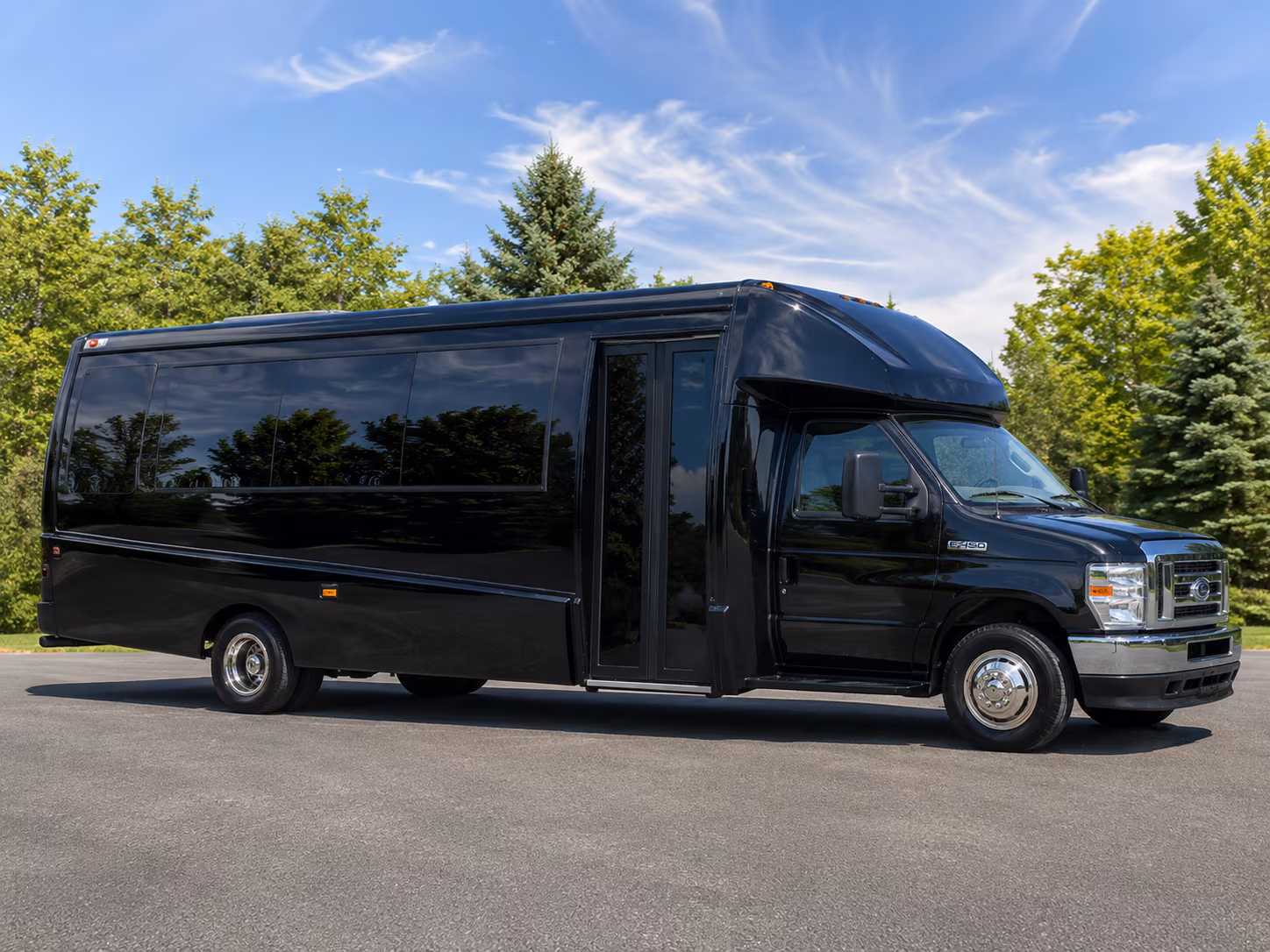 Hampton School Event Transportation party bus exterior