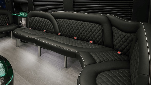 Interior of Charter Bus Company Alexandria's 14 Passenger Sprinter Limousine in Alexandria