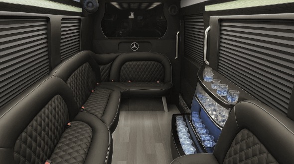 Interior of Hampton Party Bus Company's 14 Passenger Sprinter Limousine in Hampton