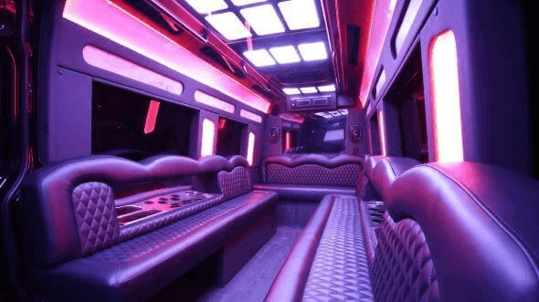 Interior of Charter Bus Company Chesapeake's 15 Passenger Party Bus in Chesapeake