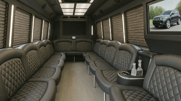 Interior of Charter Bus Company Chesapeake's 20 Passenger Party Bus in Chesapeake