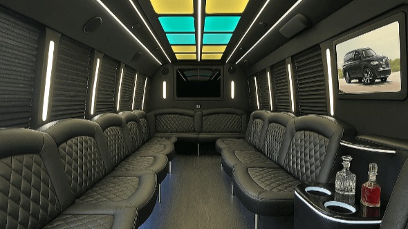 Interior of Hampton Party Bus Company's 28 Passenger Party Bus in Hampton