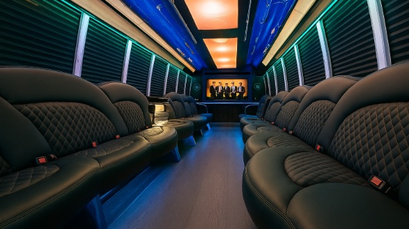 Interior of Hampton Party Bus Company's 30 Passenger Party Bus in Hampton