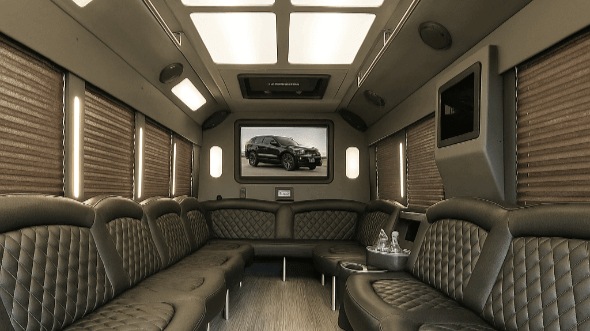 Interior of Charter Bus Company Washington's 40 Passenger Party Bus in Washington