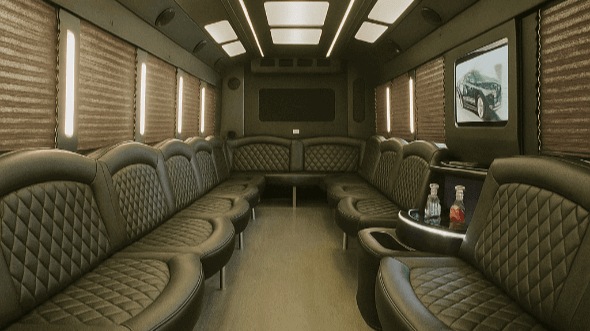 Interior of Hampton Party Bus Company's 50 Passenger Party Bus in Hampton