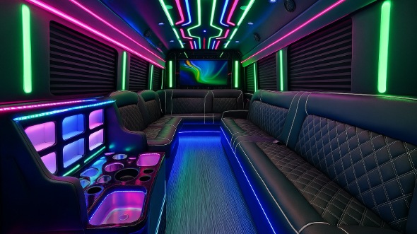 Interior of Charter Bus Company Washington's 50 Passenger Party Bus in Washington