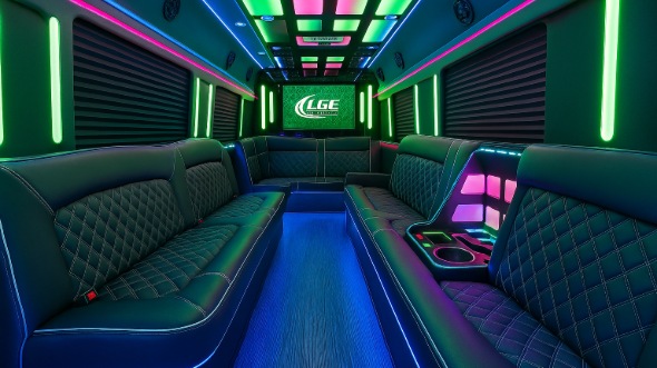 hampton 20 passenger party bus inside